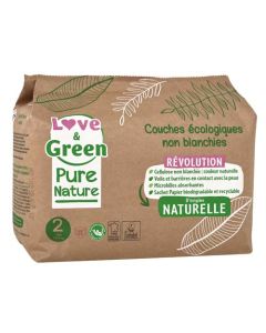 Love & Green Pure Nature Couches Écologiques Non Blanchies T2 x 35