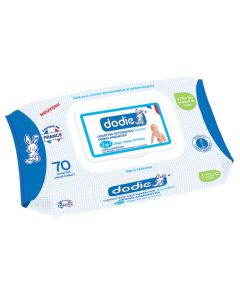 Dodie Lingettes Nettoyantes Dermo-Apaisantes Douceur 3 en 1 70 Lingettes