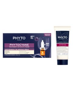 Phyto Cyane Coffret Traitement Antichute Femme Chute Progressive 12 ampoules +Shampoing Revigorant 100 ml