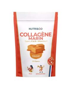 Nutri&Co Collagène Marin Type I Ii Iii Vitamine C Caramel Poudre 180g
