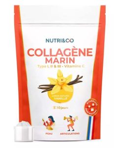 Nutri&Co Collagène Marin Type I Ii Iii Vitamine C Vanille Poudre 180g