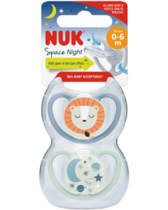 Nuk Sucette Silicone Space 0/6m Nuit Garcon X2