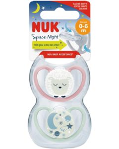 Nuk Sucette Silicone Space 0/6m Nuit Fille X2