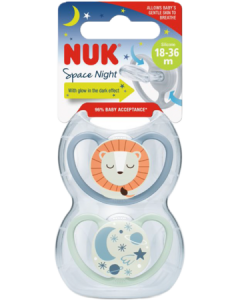 Nuk Sucette Silicone Space 18/36m Nuit Garcon X2
