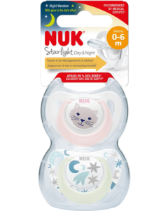 Nuk Sucette Silicone Starlight 0/6m Fille X2