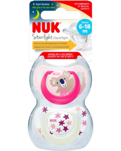 Nuk Sucette Silicone Starlight 6/18m Fille X2