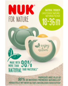 Nuk Sucette Caoutchouc For Nature 18/36m Eucalyptus x2