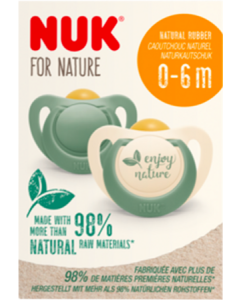 Nuk Sucette Caoutchouc For Nature 0/6m Eucalyptus X2