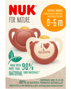 Nuk Sucette Caoutchouc For Nature 0/6m Terracotta X2