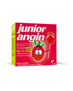 Junior Angin 8 Sucettes Mal de Gorge