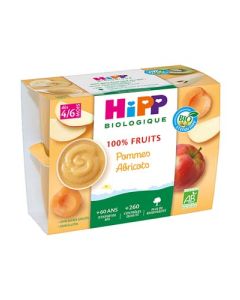 Hipp 100% Fruits Pomme Abricot Bio Coupelle 100g X4