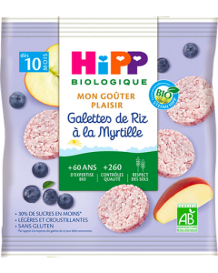 Hipp Mon Gouter Plaisir Galette Riz à la Myrtille Bio Sachet 30g