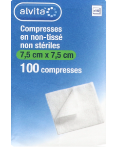 Alvita Compresse Non Tissee Non Sterile 7cm5 X 7cm5 100 unités