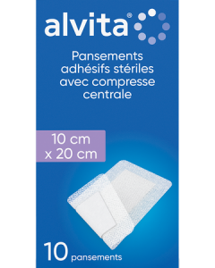 Alvita Pansement Adhesif Sterile 10cm X 20cm 10 unités