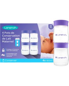 Lansinoh Pots de Conservation du Lait Maternel 4x160ml