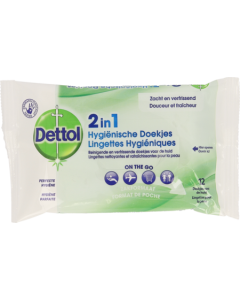 Dettol 2en1 Lingettes Hygieniques 12