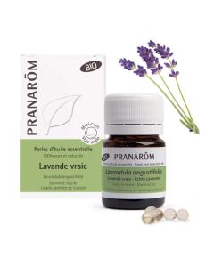 Pranarôm Perles d'Huile Essentielle Lavande Vraie Sommité Fleurie Bio x60