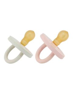 Hevea Lot de 2 Tétines Rondes 0-3 mois couleur Sage/Rose