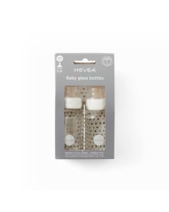 Hevea Lot de 2 Biberons Verre 120 ml