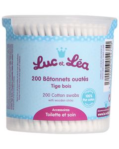 Luc et Léa Bâtonnets ouatés tiges bois boîte de 200