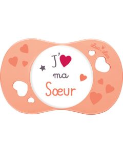 Luc et Léa Sucette +6 mois symétrique "J'aime ma sœur"