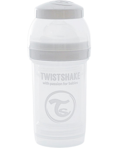 Twistshake Biberon Anticolique Blanc 180ml + Boite Doseur Lait