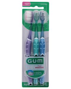 GUM Pro Sensitive Brosse A Dents Ultra Souple x3