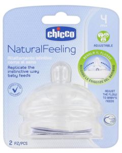 Chicco Tétine Naturalfeeling Droite - Flux Variable - 4M+ - X2