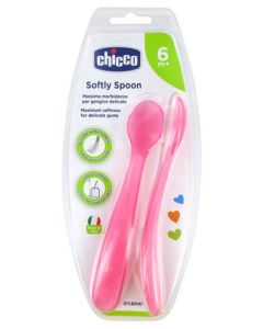 Chicco Mes Premières Cuillères Souples Bout Silicone - X2 - Bleu - 6M+