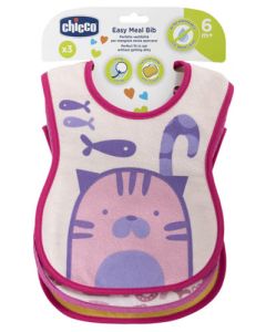 Chicco Ensemble Bavoirs Décorés - X3 - Rose - 6M+