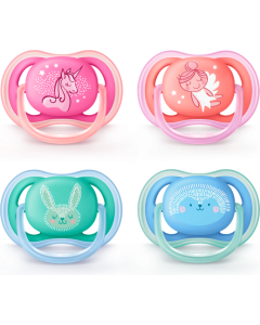 Avent Sucette Ultra Air Mixte Animaux 6/18mois x2