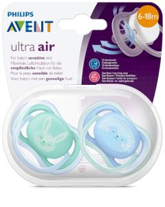 Avent Ultra Air 6-18 mois Vert & Bleu 2 sucettes