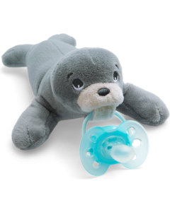 Avent Attache Sucette + Sucette Ultra Soft Phoque 0/6mois