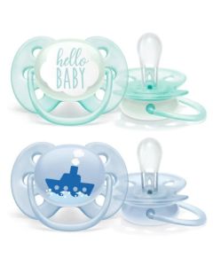 Avent Ultra Soft Sucettes Orthodontiques Silicone 0-6 Mois Lot de 2