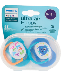 Avent Sucette Ultra Air Mixte Love Papa 6/18mois X2