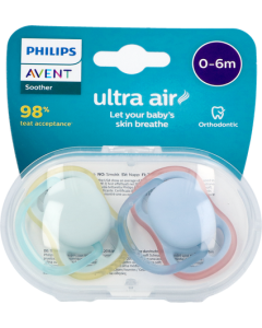 Avent Sucette Ultra Air Mixte Silicone Couleur Pink 0/6m X2