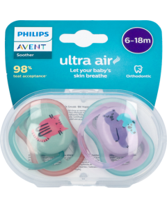 Avent Sucette Ultra Air Mixte Nature 6/18mois X2