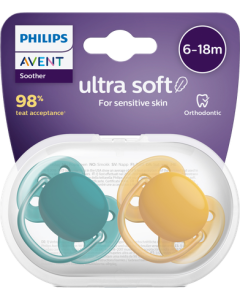 Avent Sucette Ultra Soft Silicone 6/18mois X2