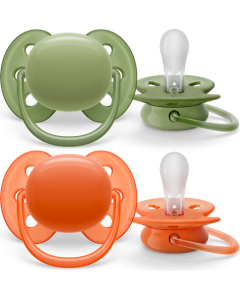 Avent Sucettes Ultra Soft Kaki/Terracotta +18mois x2