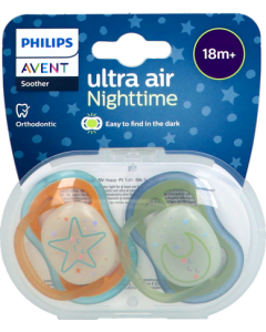 Avent Sucettes Ultra Air Nuit +18mois Star Moon x2