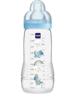 MAM Biberon Easy Active Décoré 330 ml Bleu - à partir de 6 mois - Tétine Débit X  