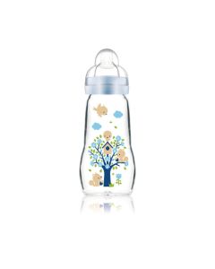 MAM Biberon Verre 260 ml Bleu - de 0 à 6 mois - Tétine Débit 2