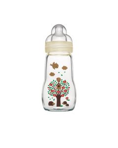 MAM Biberon Verre 260 ml Blanc - de 0 à 6 mois - Tétine Débit 2 