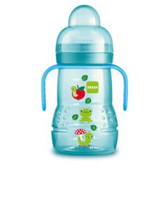 MAM Biberon de Transition 220 ml Garçon - à partir de 4 mois - Bec Souple Antifuite Silicone 