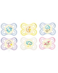 MAM Sucette Perfect Nuit - de 0 à 6 mois - Silicone - Boîte Stérilisation - Coloris Aléatoire