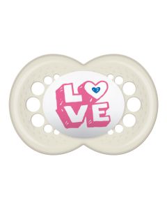 MAM Sucette Décor Message à partir de 6 mois - Lot de 2 - Silicone - Boite Stérilisation