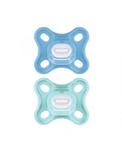 MAM Lot de 2 sucettes Comfort en Silicone Nouveau Né Bleu + Boite de Stérilisation