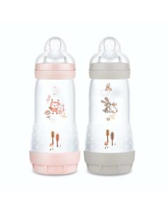 MAM Biberon Easy Start / Anti-Colique "Nature" - 320ml - Blush + Dune - Tétine Débit 3 - X2