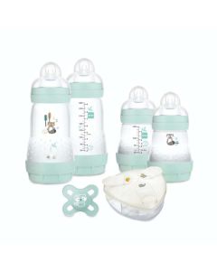 MAM Coffret Naissance "Nature" - Aqua - 4 Biberons + 1 Sucette + 1 Boite Doseuse 