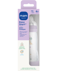 MAM Biberon Easy Start Anti Colique 320ml Lilas Tétine Débit 3 